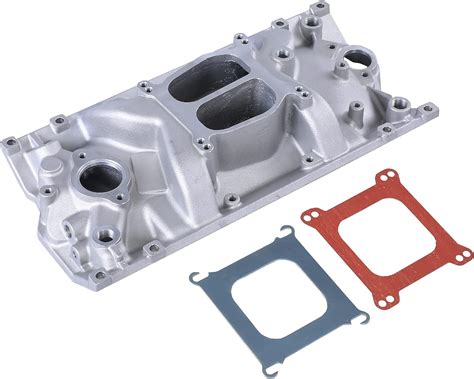 Fgjqefg Intake Manifold Satin Aluminum Dual Plane Compatible With Sbc Small Block