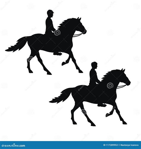 A Man Riding a Horse Silhouette Stock Vector - Illustration of vacation ...