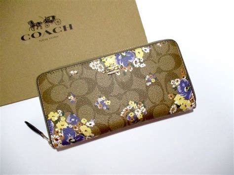 【未使用】coach 長財布 新品 同様 未使用 正規品 119 ジッピーウォレット レディース F31572 フローラル 花柄 カーキ