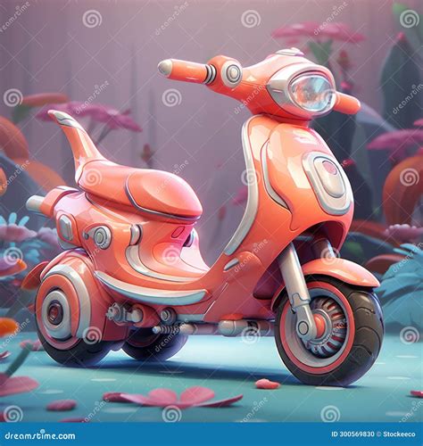 Coral Cartoon Scooter Overwatch Style 3d Cgi Art Stock Illustration