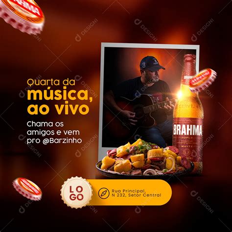 Quarta da Música ao Vivo Happy Hour Barzinho Social Media PSD Editável