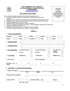 Fillable Online High Commision For Pakistan Fax Email Print Pdffiller