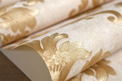 Papel De Parede Rolo Importado Vinílico Damask Dourado Luxo R 99 90