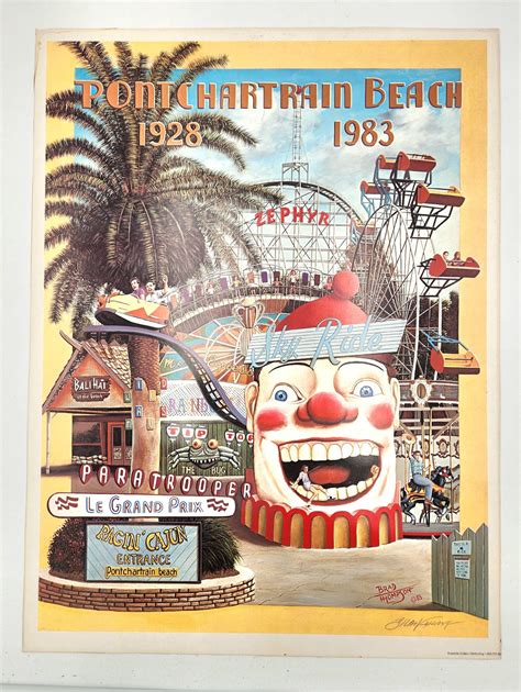 Rare Signed Pontchartrain Beach Poster The Hidden South
