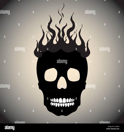 Skull On Fire With Flames Vector Illustration Stock Vector Image Art