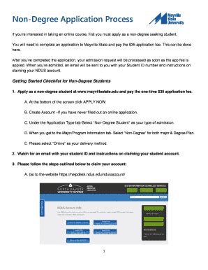 Fillable Online Non Degree Application Process Fax Email Print Pdffiller