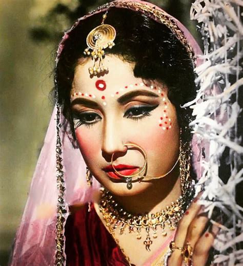 Meena Kumari In A Colored Still From “sanjh Aur Savera” 1964 Vintage Bollywood Beautiful