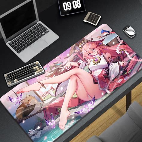 Large Mouse Pad Genshin Impact Xiao Gaming Accessories Keyboard Desk