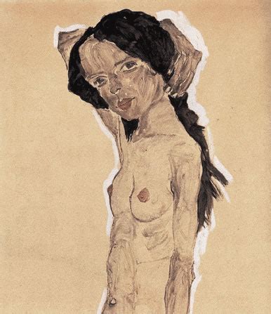 Art Reproductions Female Nude With Black Hair By Egon Schiele