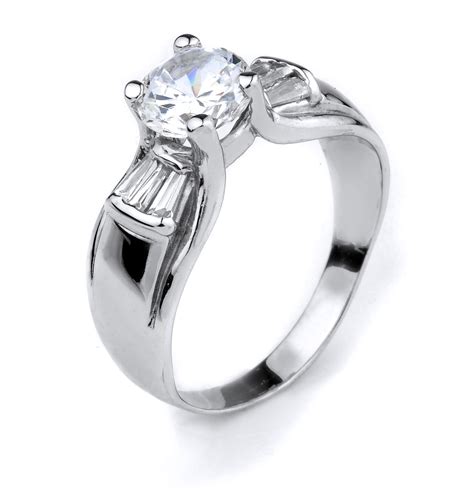 Engagement Ring Cz Engagement Ring White Gold Cz Engagement Ring Cz Solitaire Engagement