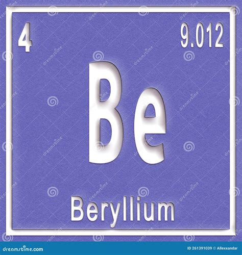 Beryllium Chemical Element, Sign with Atomic Number and Atomic Weight ...