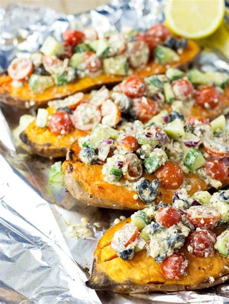 Baked Sweet Potatoes With A Five Star Feta Salad Delish