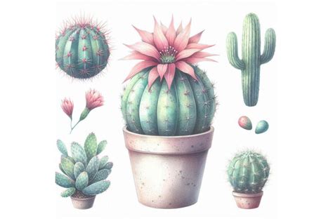 Watercolor cactus By dianaxstoyanova | TheHungryJPEG