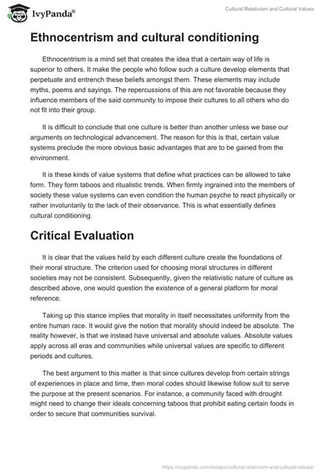 Cultural Relativism And Cultural Values 594 Words Essay Example