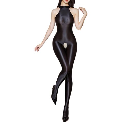 Damen Ganzk Rper Strumpfhose Ganzk Rperanzug Nylon Catsuit Mit Offenem