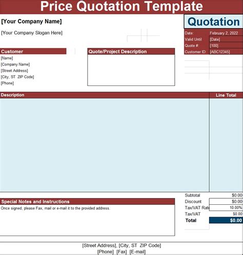 Free Quotation Template Excel Word Template Quotation Format 100 Words Report Template