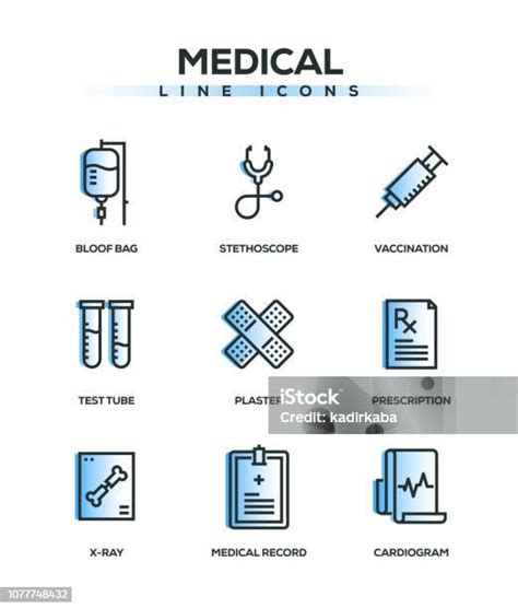 의료 선 아이콘 세트 건강 진단에 대한 스톡 벡터 아트 및 기타 이미지 건강 진단 의사 처방전 문서 Istock