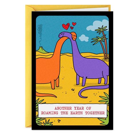 Funny anniversary greeting card features a cute cartoon illustration of ...