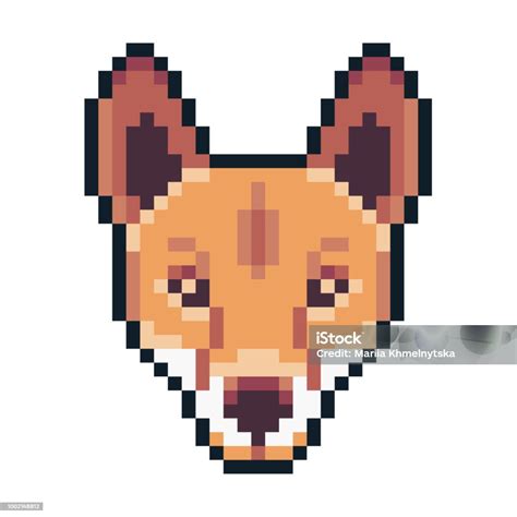 Pixel Art Dingo Icon Isolated On White Background Stock Illustration