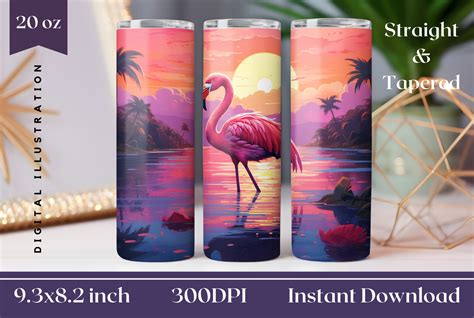 Flamingo Tumbler Wrap Sublimation Graphic By Ailirel Design Creative