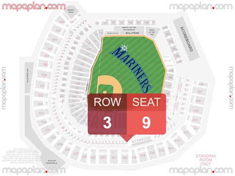 Seattle T Mobile Park Detailed Interactive Seating Chart With Seat And Row Numbers