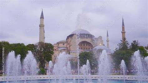 Hagia Sophia Mosque And Visitors The View Of The Historically