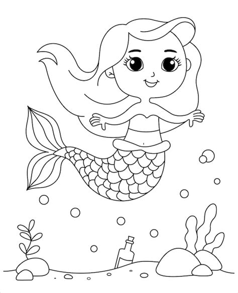 Desenho De Linda Sereia Para Colorir Sob O Mar Desenho De Pequena