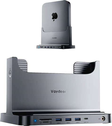 Vaydeer Mac Mini Stand Space Gray Abs Plastic Dock For Mac Mini 8 In 1 Dock Station