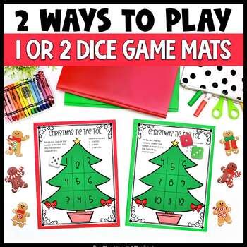 Christmas Math Addition Counting To Tic Tac Toe Dice Game Tpt