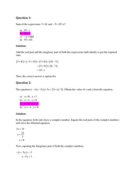 Solution Complex Numbers Quiz Studypool