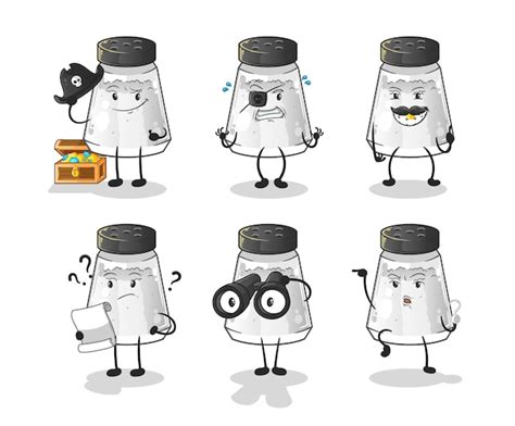 Premium Vector Salt Shaker Pirate Group Character Cartoon Mascot Vector