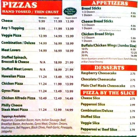 Menu of Dante's Pizza in Abilene, TX 79606