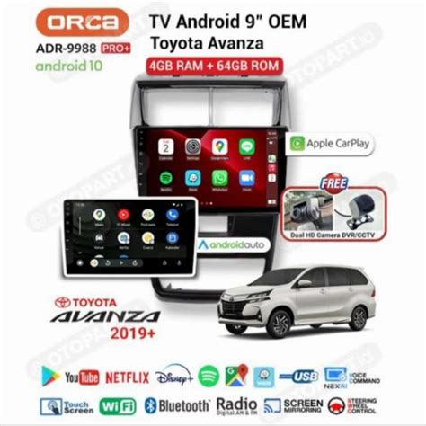 Jual Headunit Android CarPlay Orca Pro Plus DVR 9 Inch All New Avanza