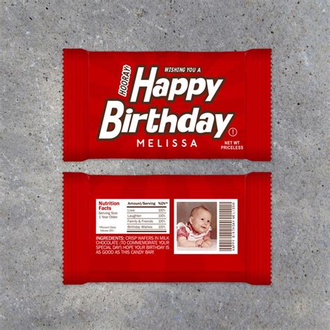 Happy Birthday Personalized Candy Bar Wrappers Printable Etsy