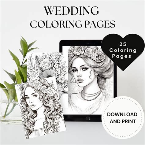 25 Beautiful Wedding Coloring Pages Adult Coloring Wedding Coloring Book Printable Etsy