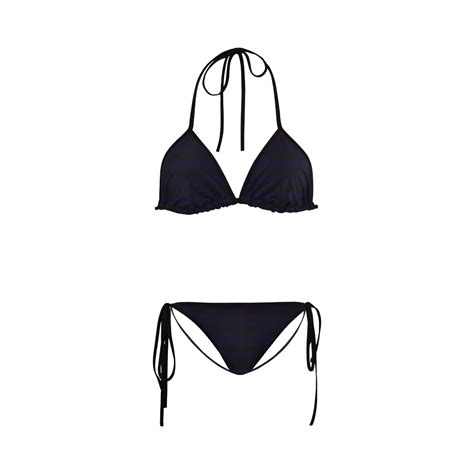 Royal Blue On Black Squares Custom Bikini Swimsuit ID D