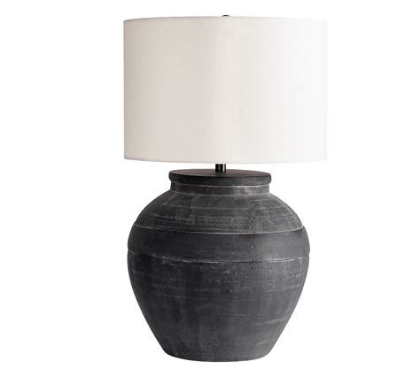 Faris Ceramic 21 Table Lamp Matte Black Base With Large Straight Sided Textured Gallery Shade