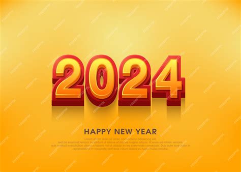 Feliz Año Nuevo Número 2024 Aparece 3d Vector Premium