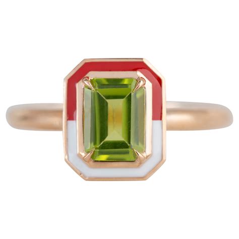 Customizable Art Deco Style 1 00 Ct Peridot 14K Gold Cocktail Ring For