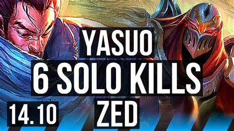 YASUO Vs ZED MID 6 Solo Kills 500 Games Dominating BR Master