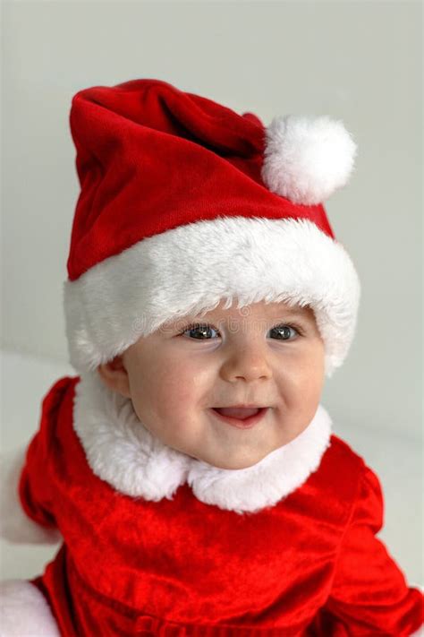 Christmas Time Happy Santa Baby In Red Stock Image Image Of Baby