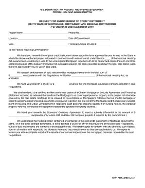 Fillable Online Form Fha Request For Endorsement Of