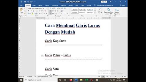 Cara Mudah Membuat Garis Lurus Di Word Youtube