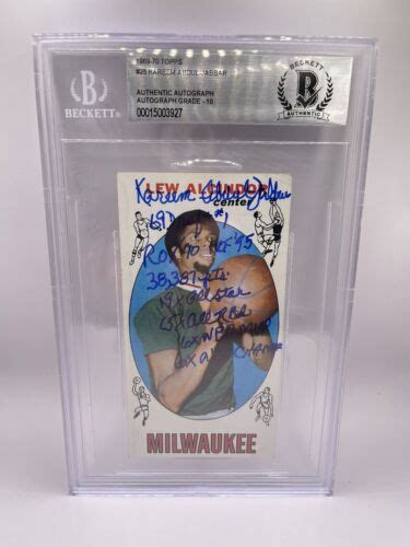 Kareem Abdul Jabbar Signed Inscribed Topps Beckett Grade