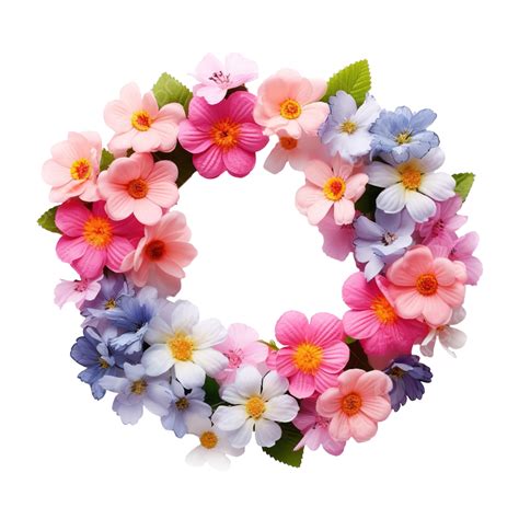 Colorful Spring Flowers Wreath Flower Floral Spring Png Transparent