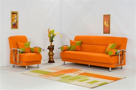 Decorating Ideas: Using Orange Sofa In Living Room | Freshnist