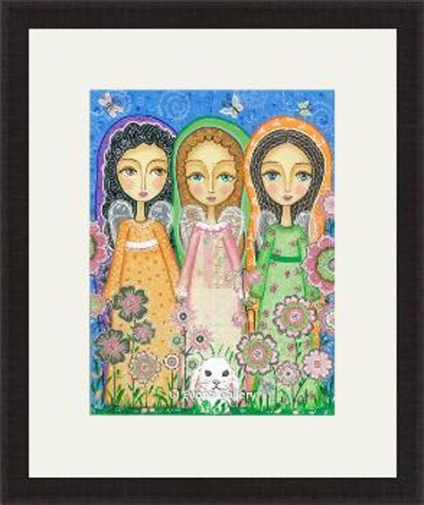 Folk Art Painting Three Beautiful Angels Print 9x12inches Etsy