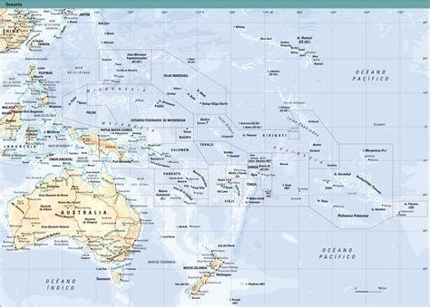 Oceania Physical Map Countries