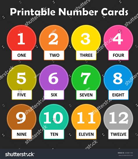 Printable Flash Card Colletion Numbers Their Stock Illustration