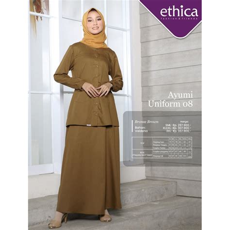 Jual Ethica Dress Setelan ASN Ayumi Uniform 08 Bronze Brown Gamis